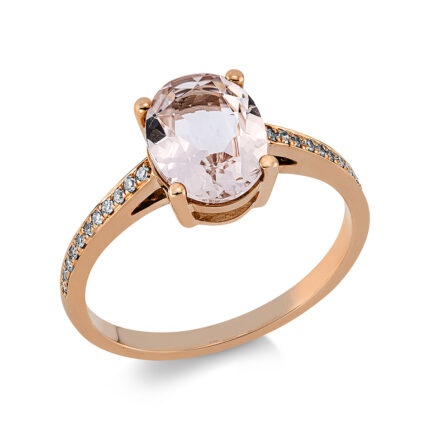 Farbstein 4er-Krappe Rosegold 18kt 0,08 Diamantringe Farbstein 1,47 ct - 1DI75