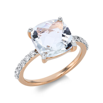 Farbstein 4er-Krappe Rosegold 18kt 0,26 Diamantringe Farbstein 3,61 ct - 1DJ12