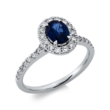 Farbstein 4er-Krappe Weißgold 18kt 0,45 Diamantringe Farbstein 0,81 ct - 1DK29