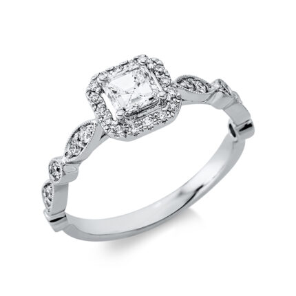 Solitaeire Weißgold 18kt 0,69 Diamantringe mit 29 Diamanten - 1DK38