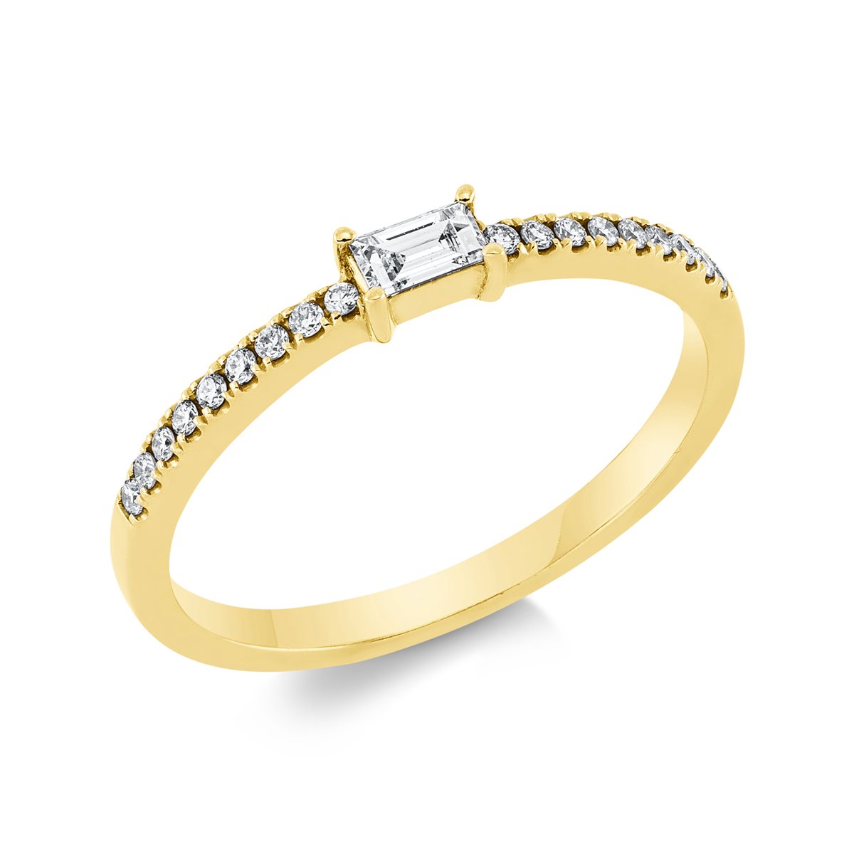 1DL44G Solitaeire Gelbgold 18kt 0,21 Diamantringe mit 19 Diamanten - 1DL44 – Bild 1
