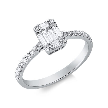 Baguette Weißgold 18kt 0,46 Diamantringe mit 28 Diamanten - 1DO52