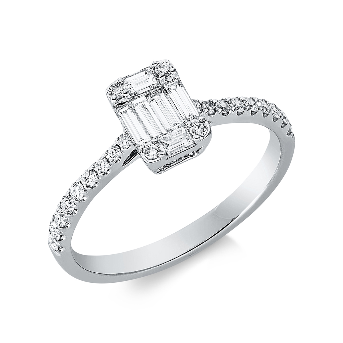 1DO52W Baguette Weißgold 18kt 0,46 Diamantringe mit 28 Diamanten - 1DO52 – Bild 1