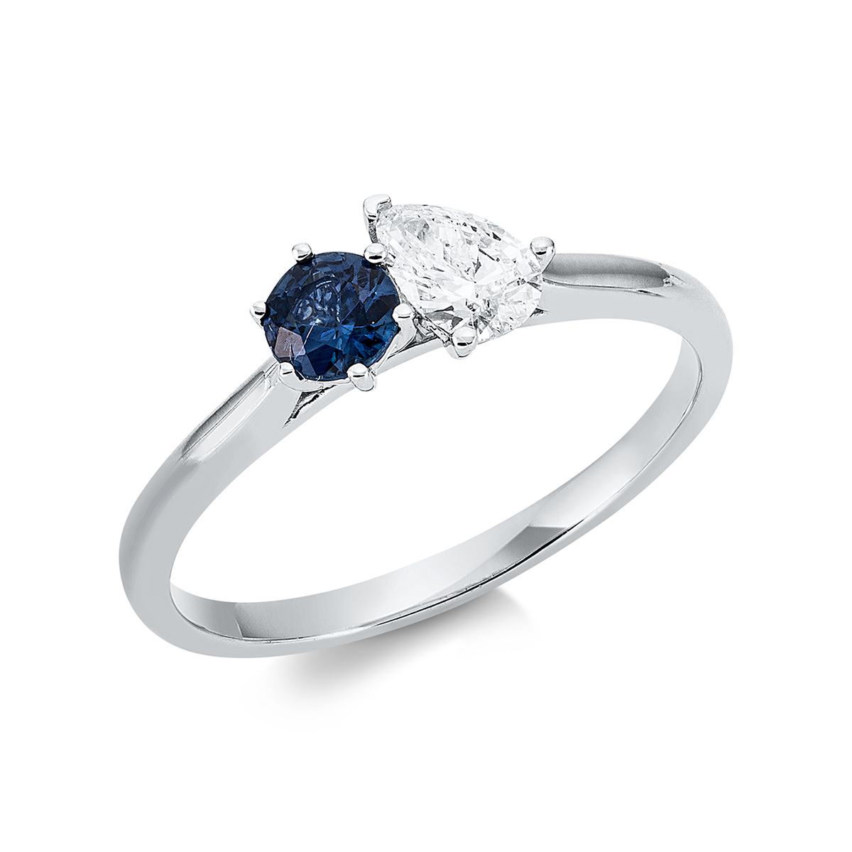 1DV03W Farbstein Weißgold 18kt 0,28 Diamantringe Farbstein 0,29 ct - 1DV03 – Bild 1