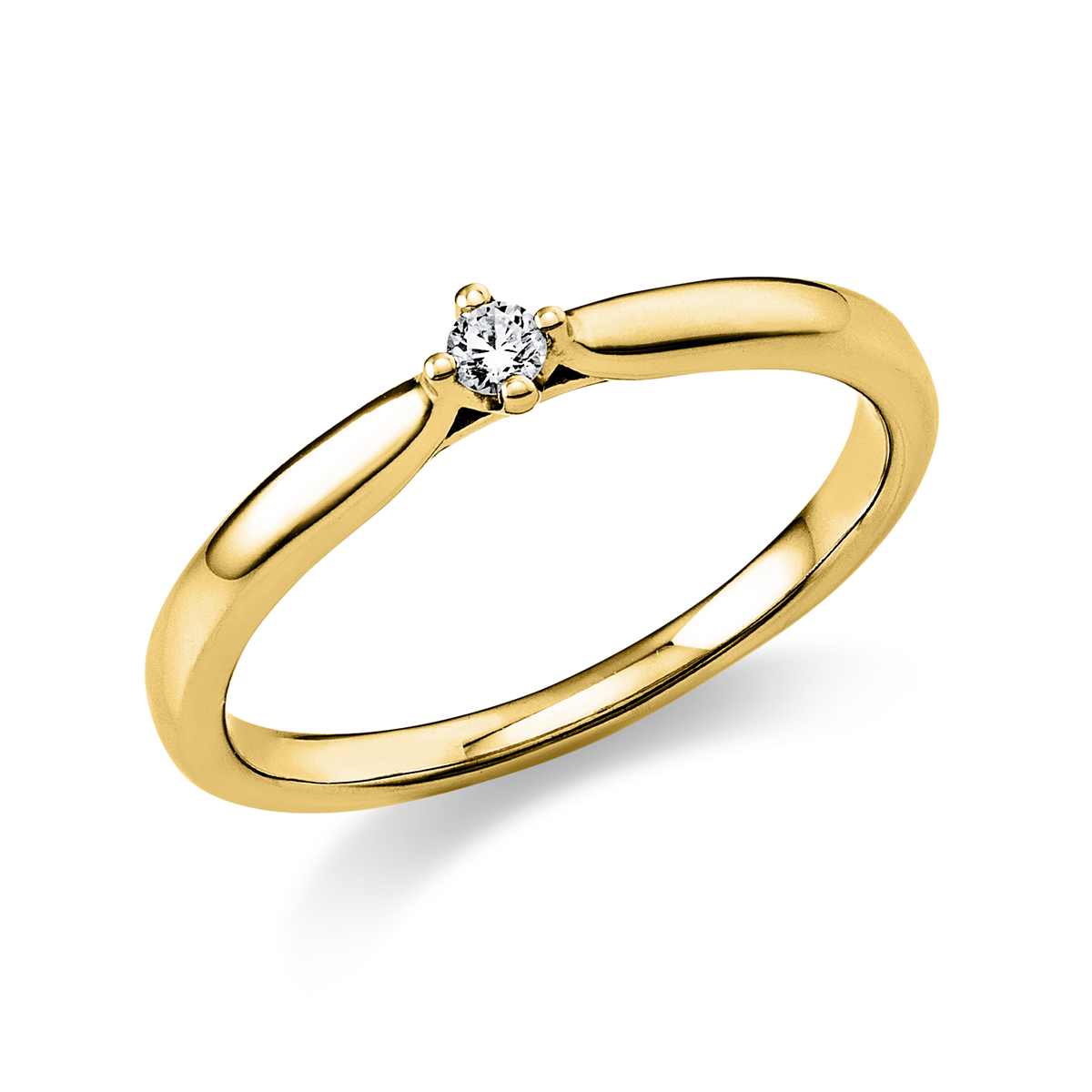 1E231G Solitaeire 4er-Krappe Gelbgold 18kt 0,05 Diamantringe mit 1 Diamanten - 1E231 – Bild 1