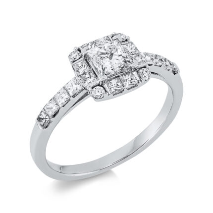 Solitaeire Weißgold 18kt 1,01 Diamantringe mit 21 Diamanten - 1EC81