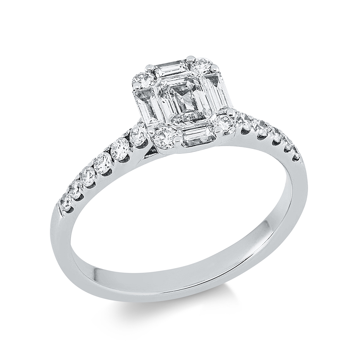 1EE53W Baguette Weißgold 18kt 0,55 Diamantringe mit 25 Diamanten - 1EE53 – Bild 1
