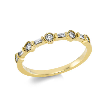 Baguette Gelbgold 18kt 0,25 Diamantringe mit 9 Diamanten - 1EJ54