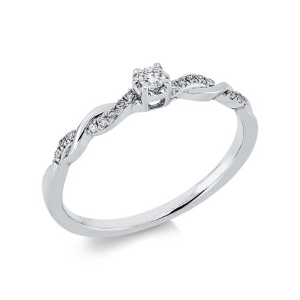 Solitaeire Weißgold 18kt 0,10 Diamantringe mit 17 Diamanten - 1EV20