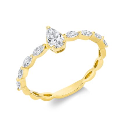 Solitaeire Gelbgold 18kt 0,58 Diamantringe mit 9 Diamanten - 1FA03