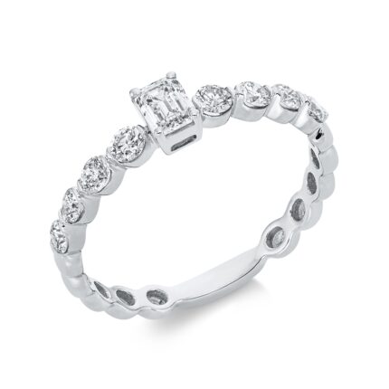 Solitaeire Weißgold 18kt 0,59 Diamantringe mit 9 Diamanten - 1FA08