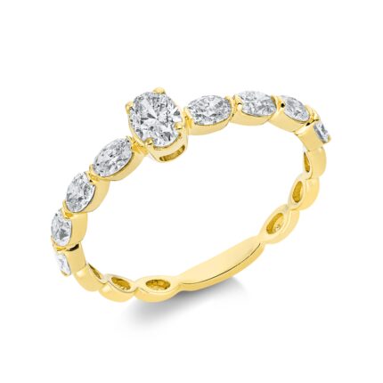 Solitaeire Gelbgold 18kt 0,81 Diamantringe mit 9 Diamanten - 1FA11