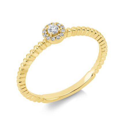 Solitaeire Gelbgold 18kt 0,09 Diamantringe mit 13 Diamanten - 1FB02