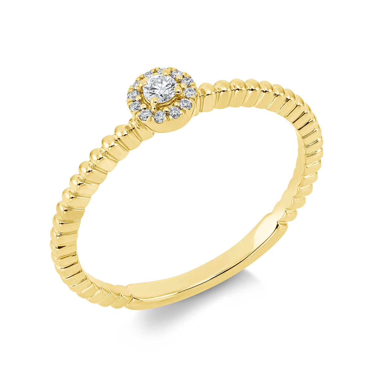 1FB02G Solitaeire Gelbgold 18kt 0,09 Diamantringe mit 13 Diamanten - 1FB02 – Bild 1