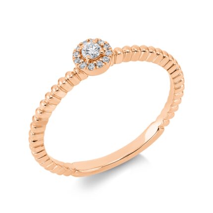 Solitaeire Rosegold 18kt 0,09 Diamantringe mit 13 Diamanten - 1FB02