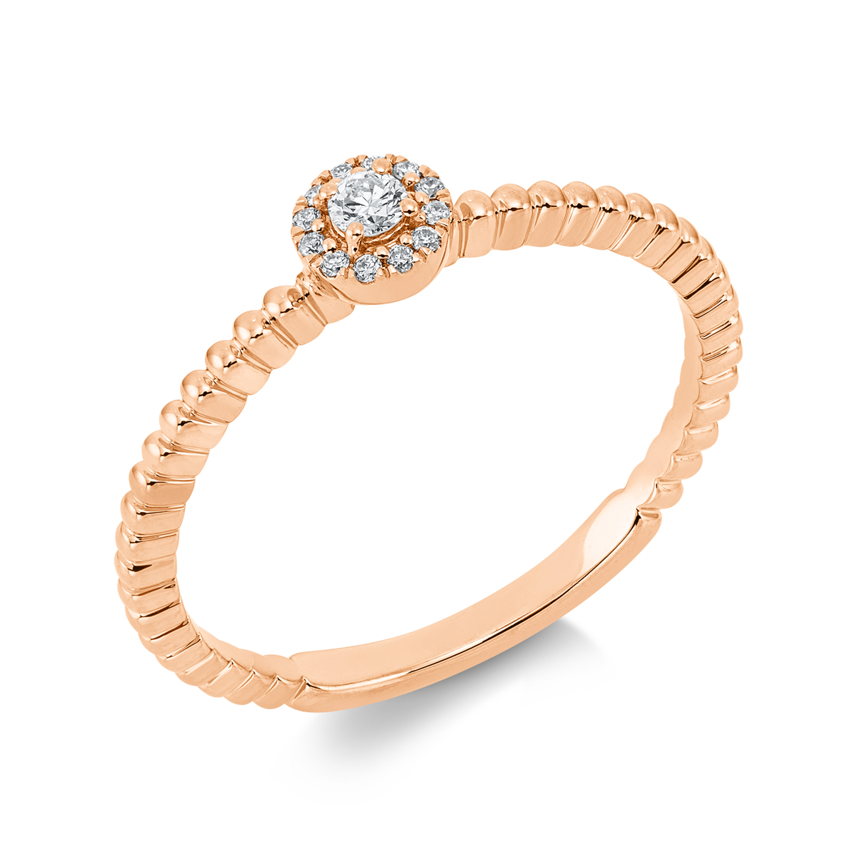 1FB02R Solitaeire Rosegold 18kt 0,09 Diamantringe mit 13 Diamanten - 1FB02 – Bild 1