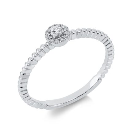 Solitaeire Weißgold 18kt 0,09 Diamantringe mit 13 Diamanten - 1FB02