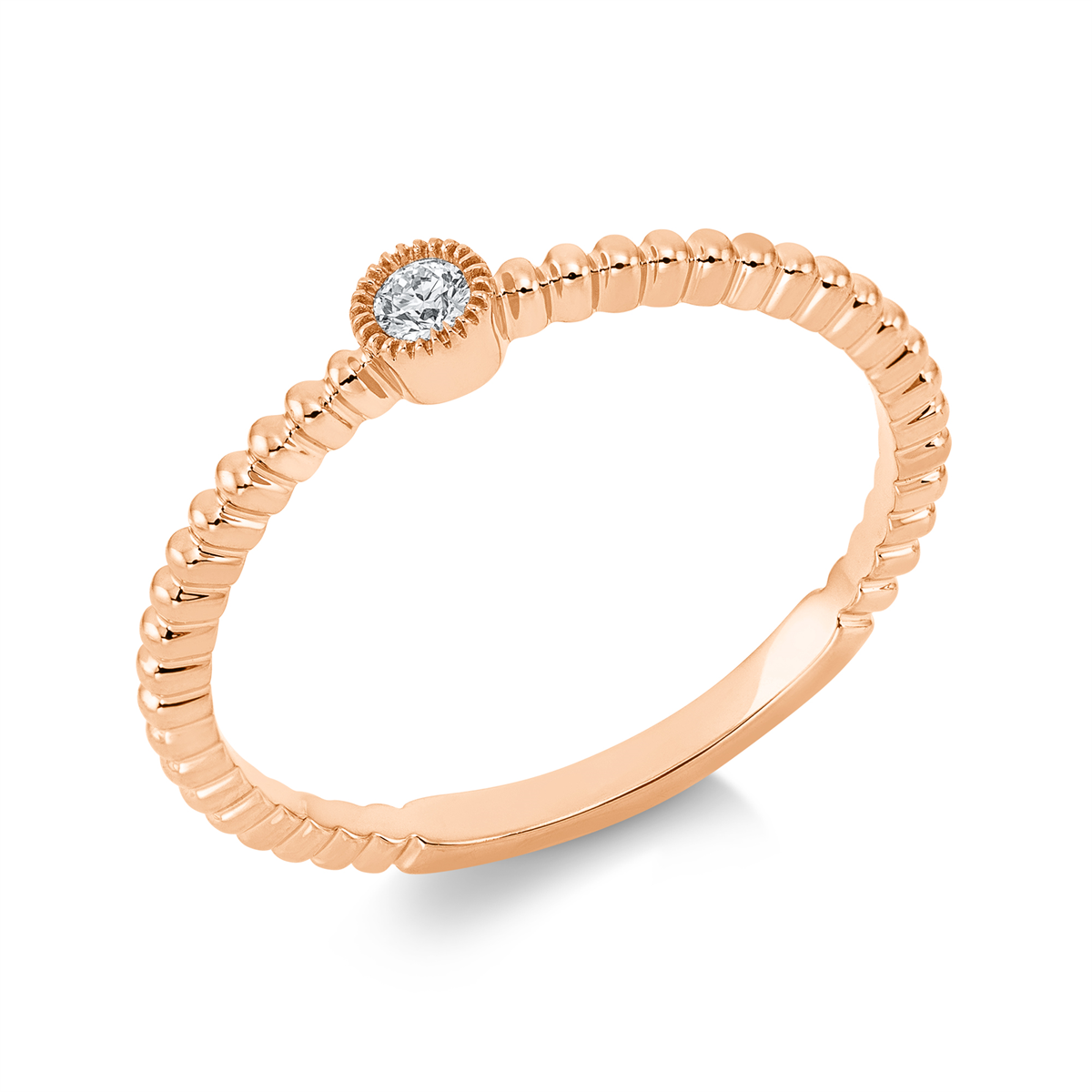 1FB03R Solitaeire Rosegold 18kt 0,05 Diamantringe mit 1 Diamanten - 1FB03 – Bild 1