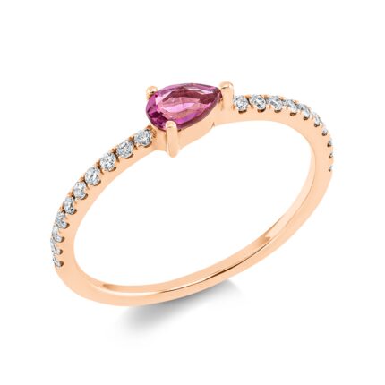 Farbstein Rosegold 18kt 0,15 Diamantringe Farbstein 0,22 ct - 1FD79