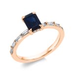 Farbstein 4er-Krappe Rosegold 18kt 0,40 Diamantringe Farbstein 1,1 ct - 1FP16