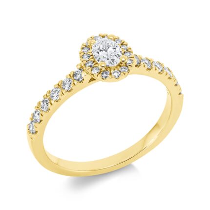 Solitaeire 4er-Krappe Gelbgold 18kt 0,65 Diamantringe mit 27 Diamanten - 1FQ61