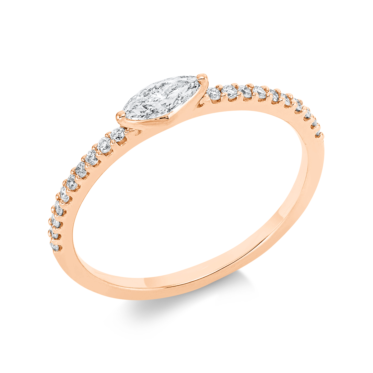 1FQ72R Solitaeire Rosegold 18kt 0,34 Diamantringe mit 21 Diamanten - 1FQ72 – Bild 1