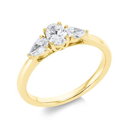 Solitaeire Gelbgold 18kt 0,79 Diamantringe mit 3 Diamanten - 1FR14