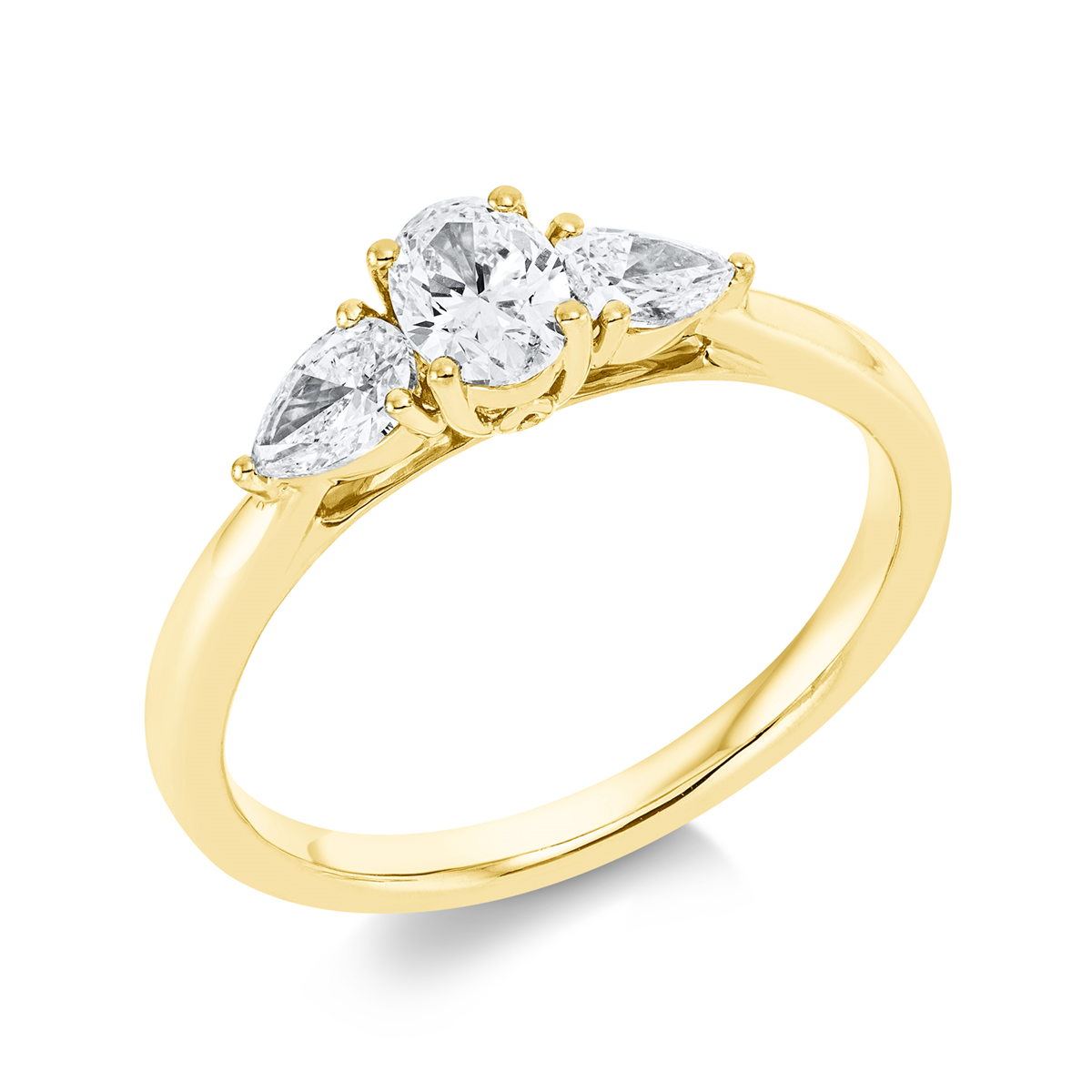 1FR14G Solitaeire Gelbgold 18kt 0,79 Diamantringe mit 3 Diamanten - 1FR14 – Bild 1