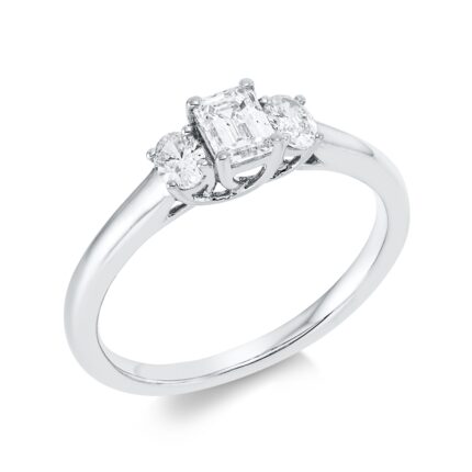 Solitaeire Weißgold 18kt 0,61 Diamantringe mit 3 Diamanten - 1FR15