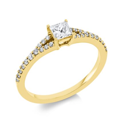 Solitaeire 4er-Krappe Gelbgold 18kt 0,49 Diamantringe mit 27 Diamanten - 1FS09
