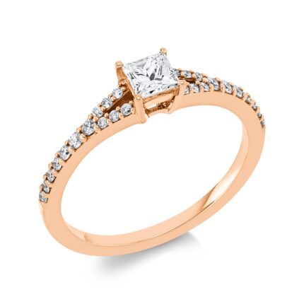 Solitaeire 4er-Krappe Rosegold 18kt 0,49 Diamantringe mit 27 Diamanten - 1FS09