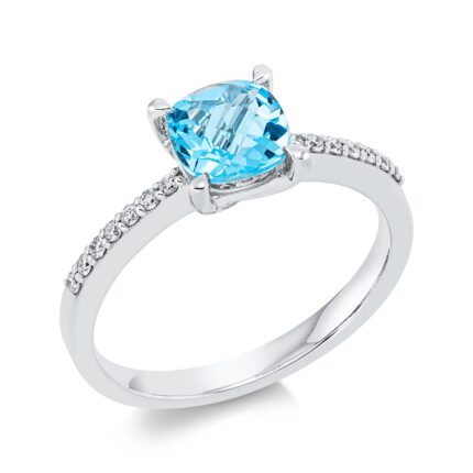 Farbstein 4er-Krappe Weißgold 18kt 0,10 Diamantringe Farbstein 1,17 ct - 1FS59