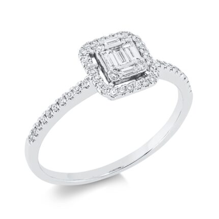 Baguette Weißgold 18kt 0,26 Diamantringe mit 55 Diamanten - 1FU90
