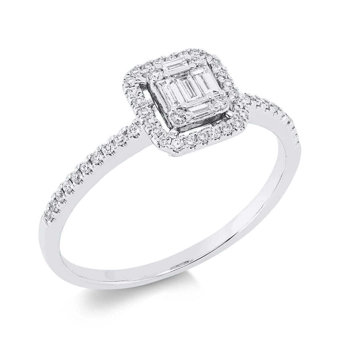 1FU90W Baguette Weißgold 18kt 0,26 Diamantringe mit 55 Diamanten - 1FU90 – Bild 1