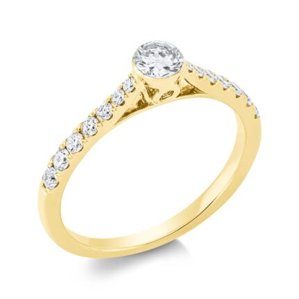 Solitaeire Gelbgold 18kt 0,50 Diamantringe mit 15 Diamanten - 1FX49