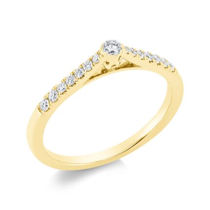 Solitaeire Gelbgold 18kt 0,20 Diamantringe mit 15 Diamanten - 1FX64