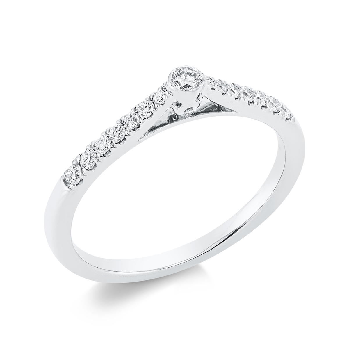 1FX64W Solitaeire Weißgold 18kt 0,20 Diamantringe mit 15 Diamanten - 1FX64 – Bild 1