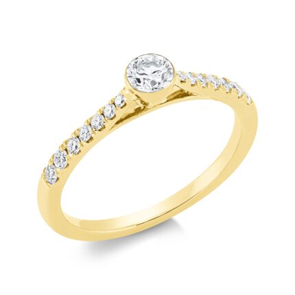 Solitaeire Gelbgold 18kt 0,41 Diamantringe mit 15 Diamanten - 1FX66