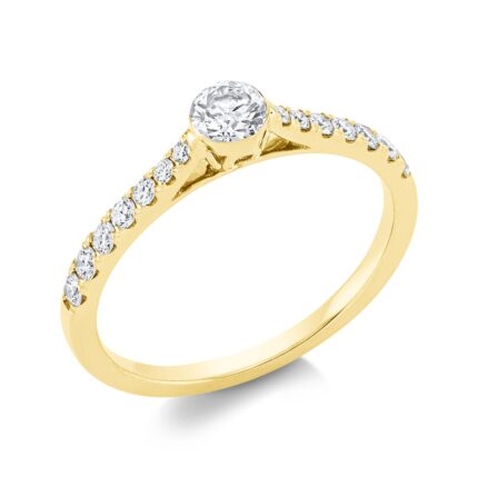 Solitaeire Gelbgold 18kt 0,50 Diamantringe mit 15 Diamanten - 1FX67