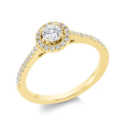 Solitaeire Gelbgold 18kt 0,49 Diamantringe mit 35 Diamanten - 1GG91