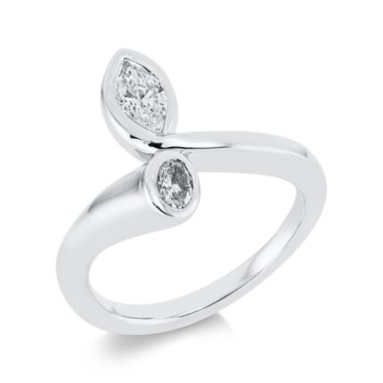 Solitaeire Weißgold 18kt 0,60 Diamantringe mit 2 Diamanten - 1GH39