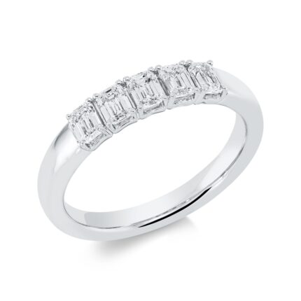 Baguette Weißgold 18kt 0,80 Diamantringe mit 5 Diamanten - 1GH45