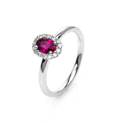 Farbstein 4er-Krappe Weißgold 18kt 0,15 Diamantringe Farbstein 0,52 ct - 1H653