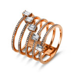 Baguette Rosegold 18kt 0,72 Diamantringe mit 160 Diamanten - 1J841