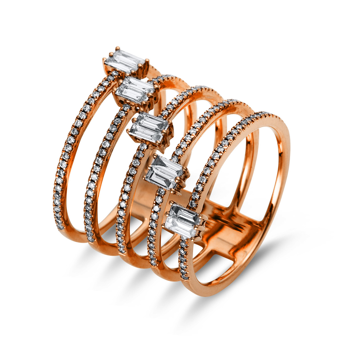 1J841R Baguette Rosegold 18kt 0,72 Diamantringe mit 160 Diamanten - 1J841 – Bild 1