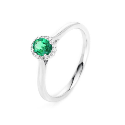 Farbstein 4er-Krappe Weißgold 18kt 0,06 Diamantringe Farbstein 0,29 ct - 1K237