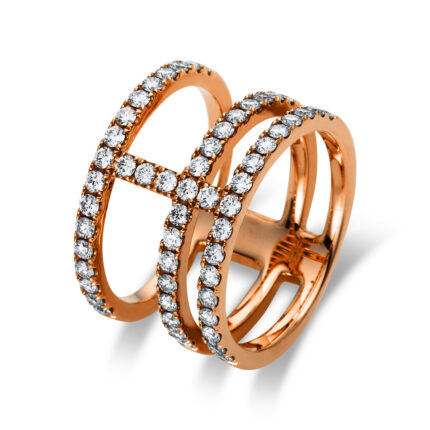 Mehrfachsteinbesatz Rosegold 18kt 0,99 Diamantringe mit 55 Diamanten - 1N282