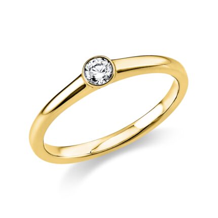 Solitaeire Zarge Gelbgold 18kt 0,15 Diamantringe mit 1 Diamanten - 1O233