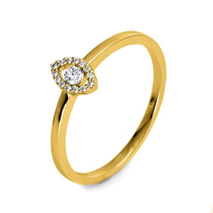 Solitaeire Gelbgold 18kt 0,10 Diamantringe mit 15 Diamanten - 1O508