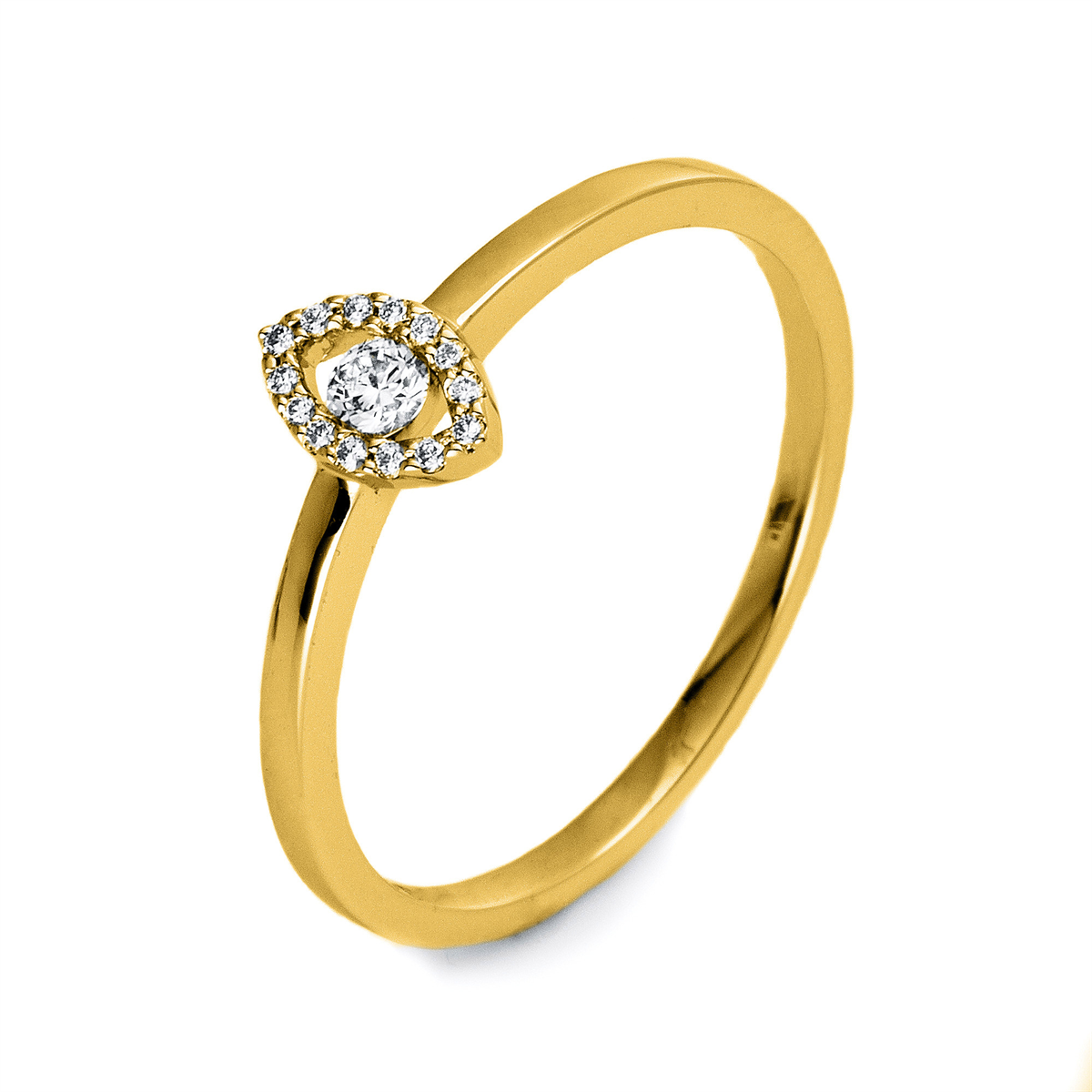 1O508G Solitaeire Gelbgold 18kt 0,10 Diamantringe mit 15 Diamanten - 1O508 – Bild 1